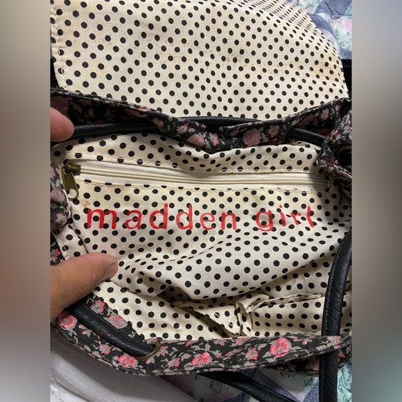 MADDEN GIRL Floral Black Leather Panel Backpack main image 7